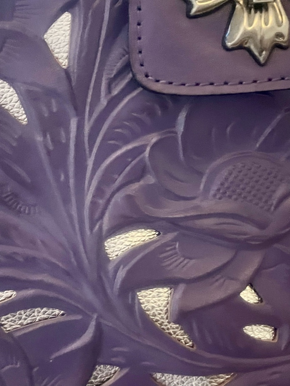 EUC Patricia Nash Rosina satchel Floral Embossed Leather Tote Handbag - Picture 4 of 12